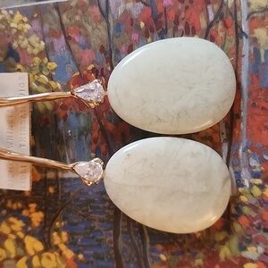 Anthropologie Large Stone Pendant Statement Earrings